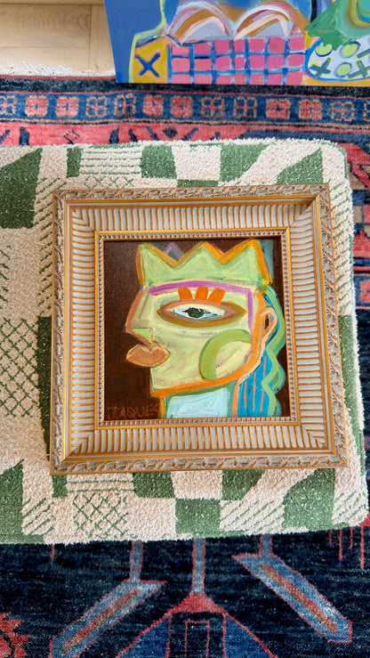 A Wannabe King with Long Wavy Hair  11.5x11.5 (Framed)