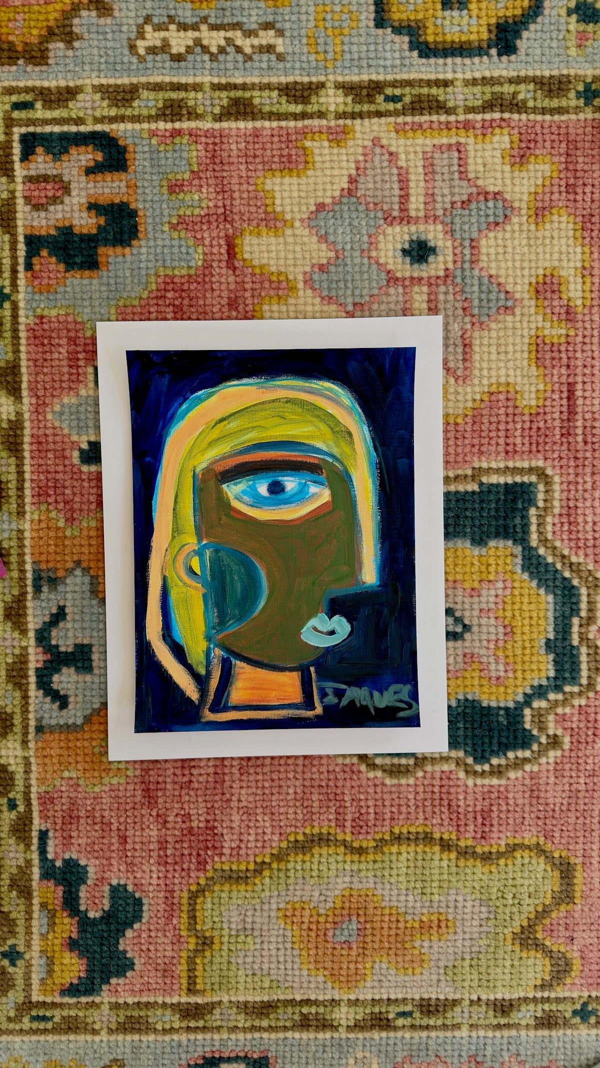 The One With The Orange Ribbon  9x12