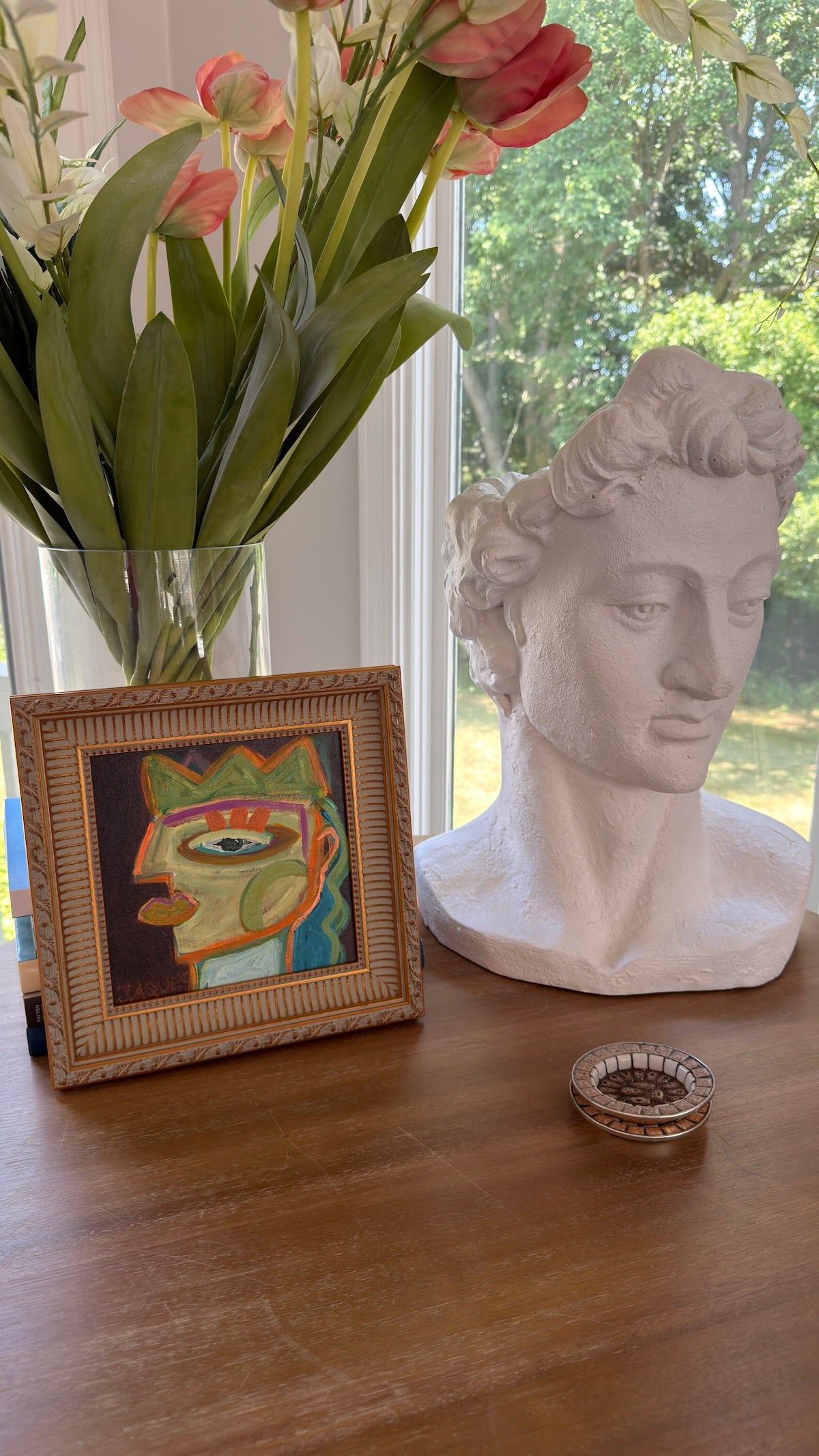 A Wannabe King with Long Wavy Hair  11.5x11.5 (Framed)